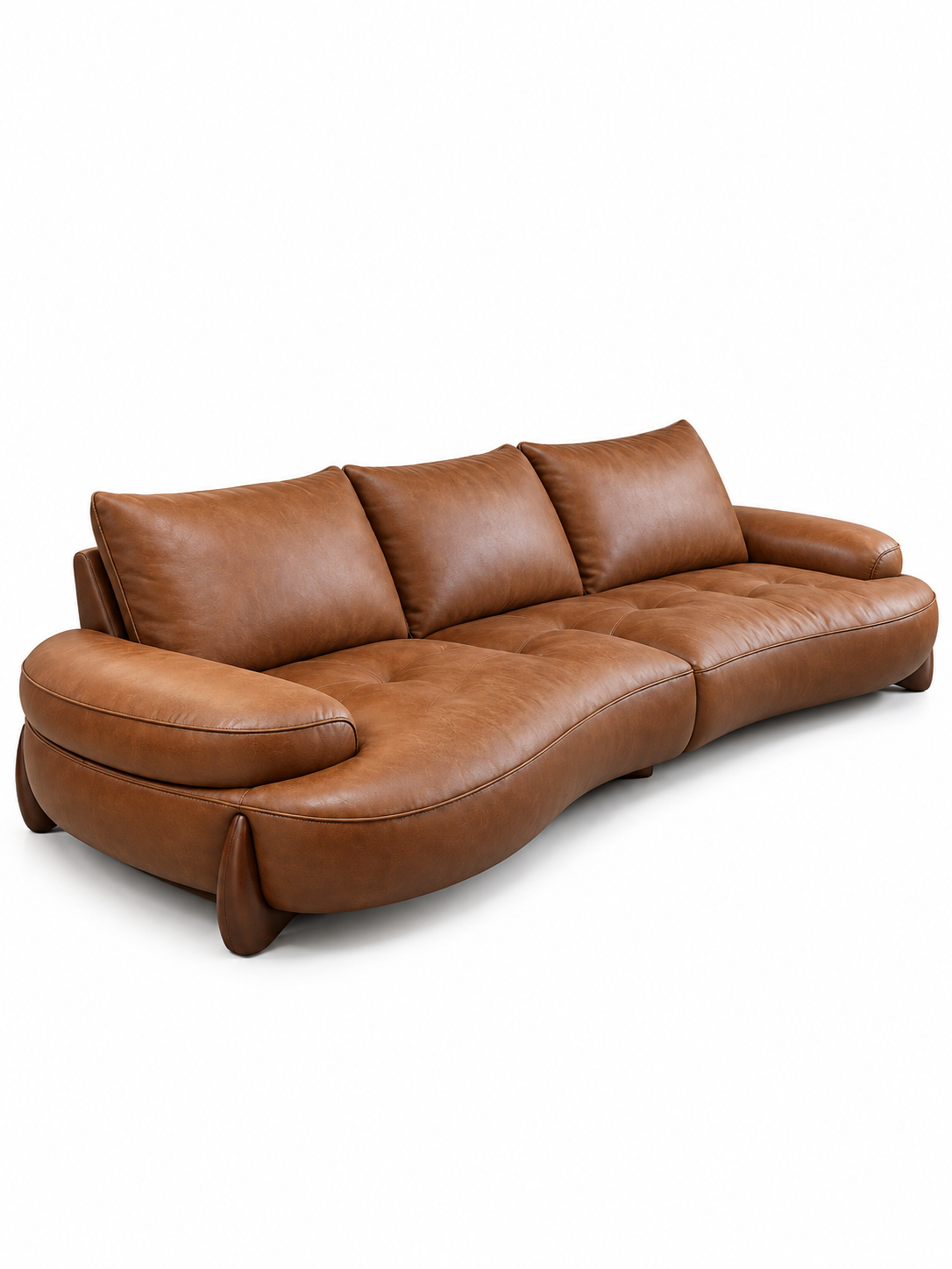The Orvane Sofa — Luxury Sculpted Tan Leather 7 Seater Sofa