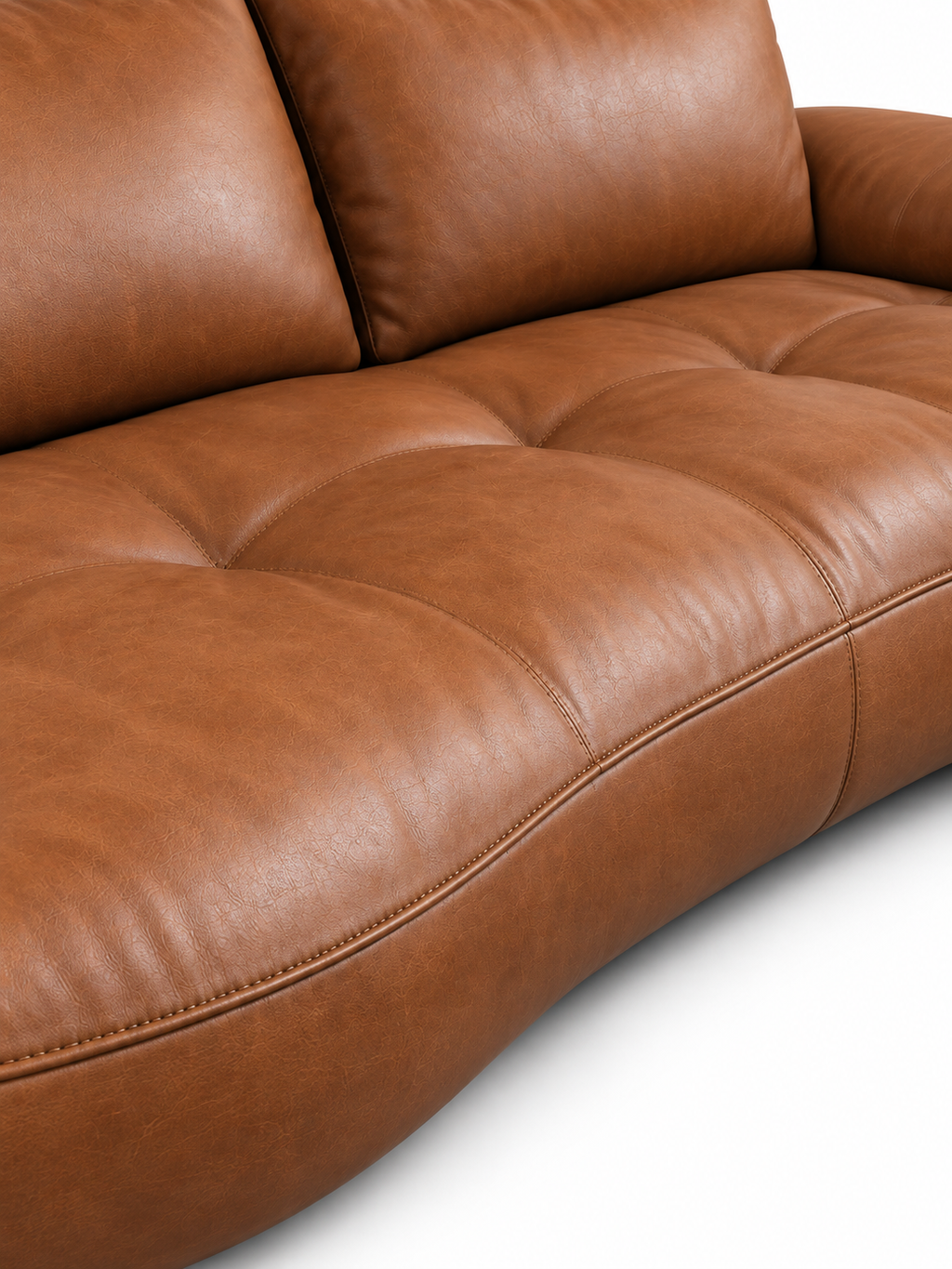 The Orvane Sofa — Luxury Sculpted Tan Leather 7 Seater Sofa