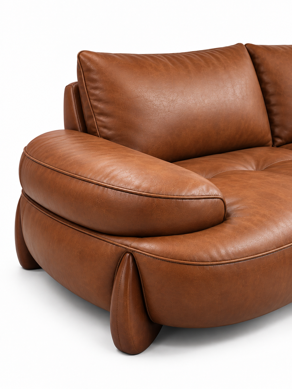 The Orvane Sofa — Luxury Sculpted Tan Leather 7 Seater Sofa