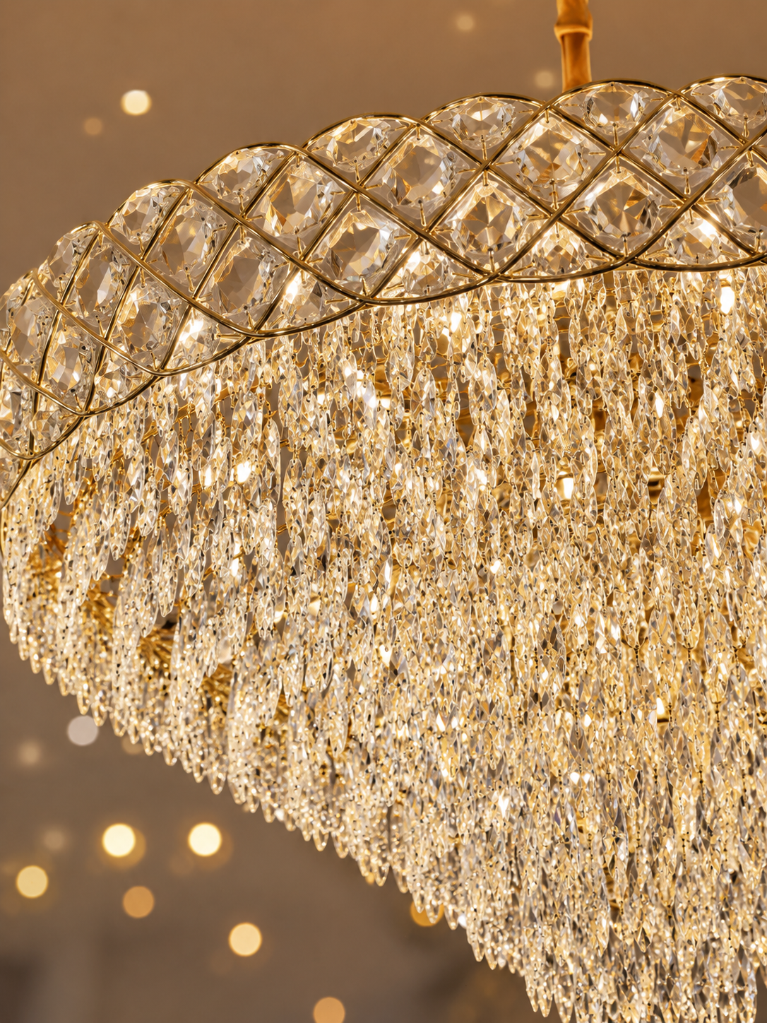 The Elarique Chandelier — Luxury Crystal Waterfall Dome Chandelier