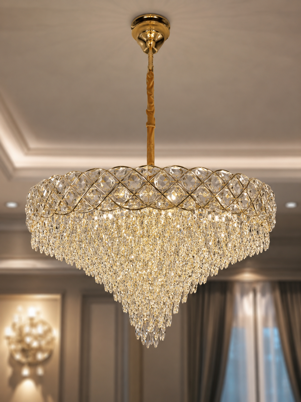 The Elarique Chandelier — Luxury Crystal Waterfall Dome Chandelier