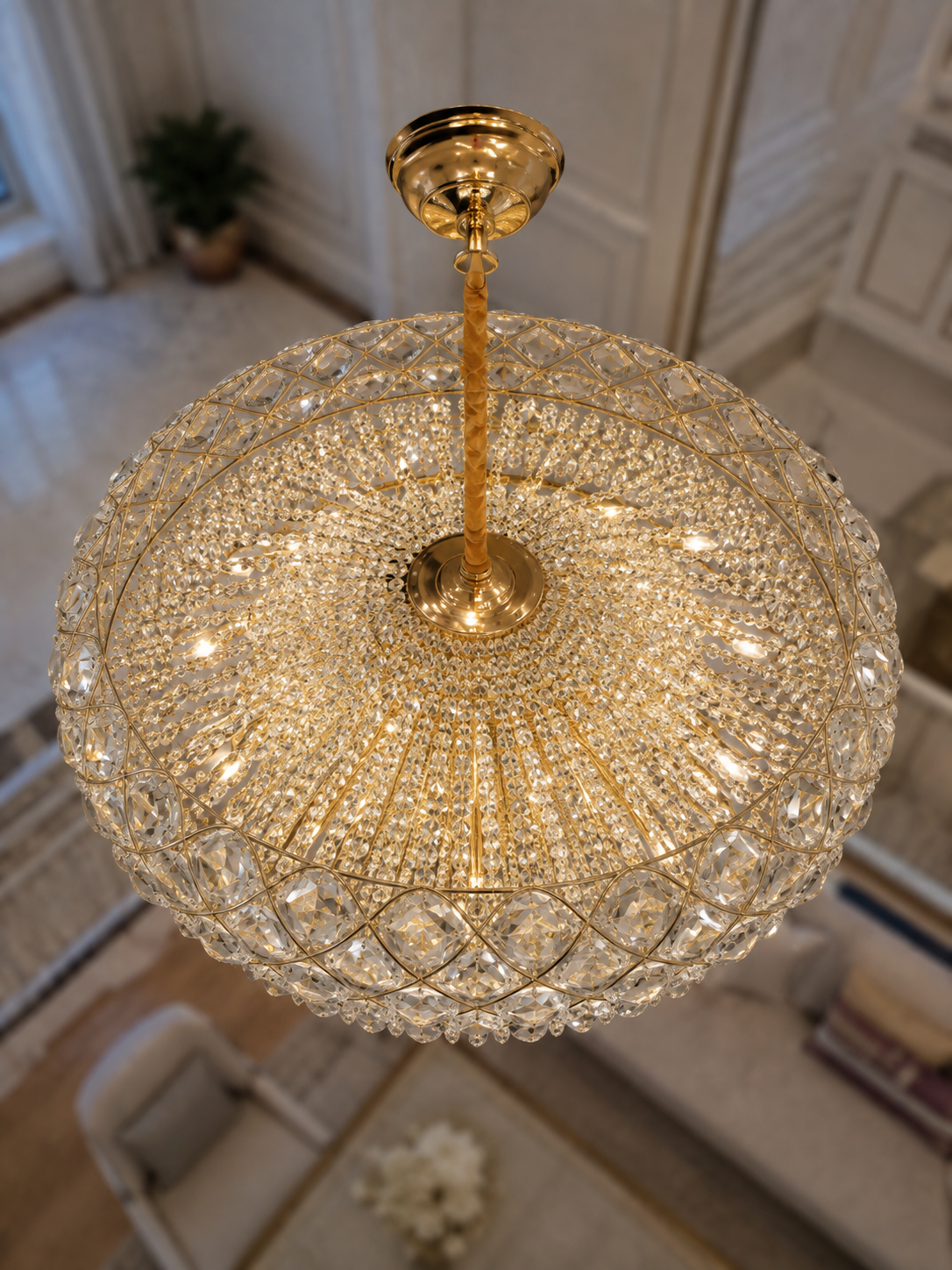 The Elarique Chandelier — Luxury Crystal Waterfall Dome Chandelier