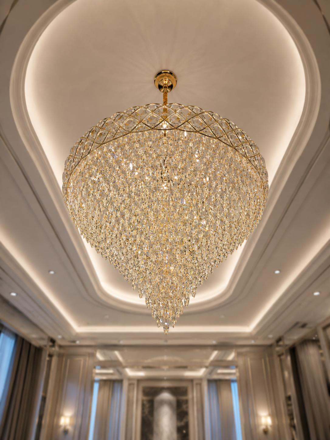 The Elarique Chandelier — Luxury Crystal Waterfall Dome Chandelier