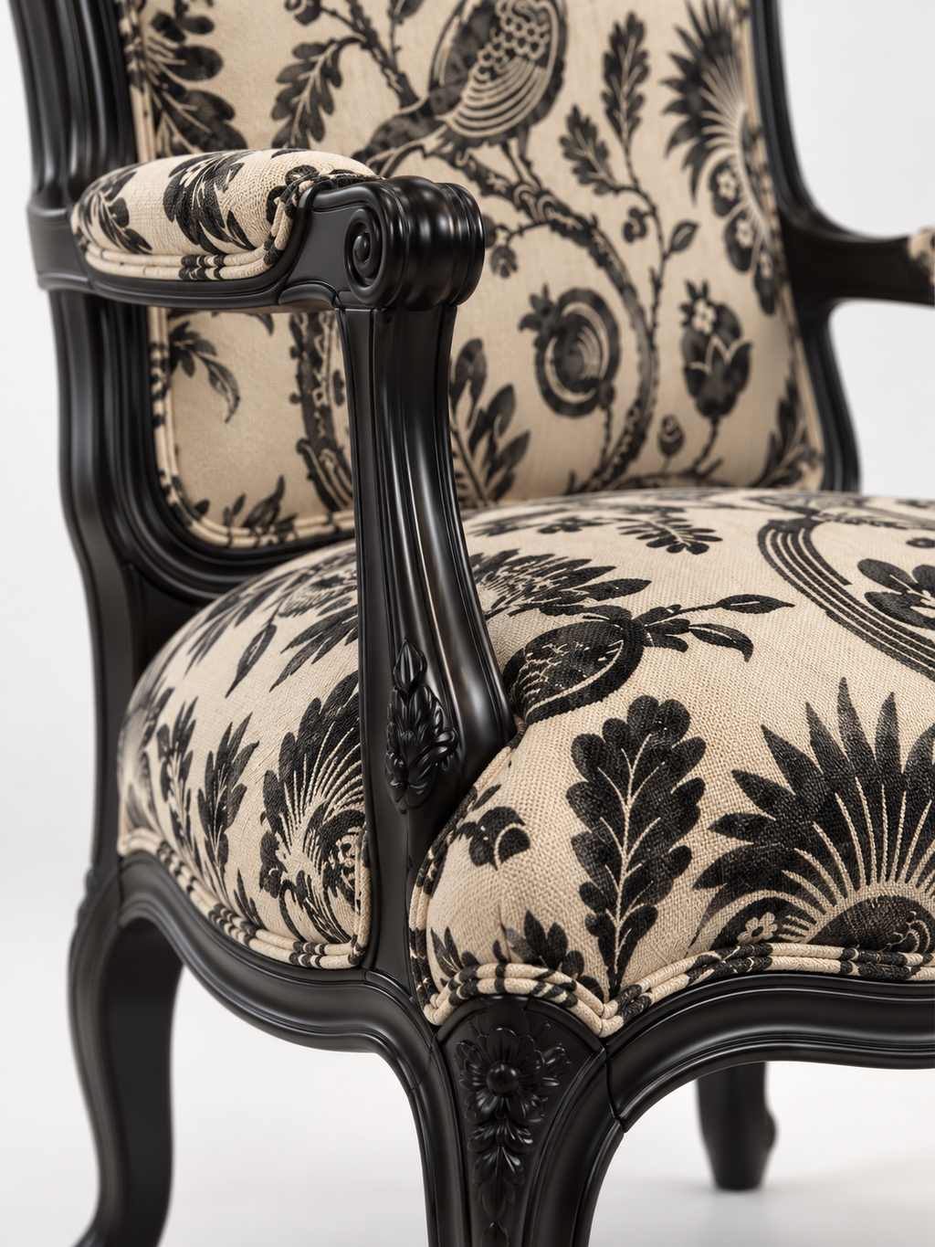 The Virelle Accent Chair — Luxury Carved Solid Wood Statement Chair