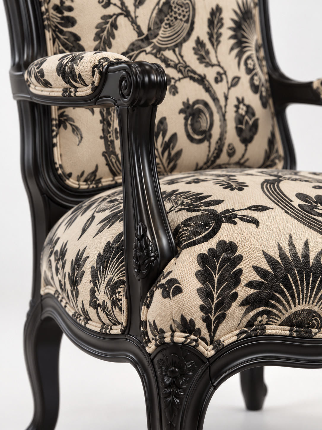The Virelle Accent Chair — Luxury Carved Solid Wood Statement Chair