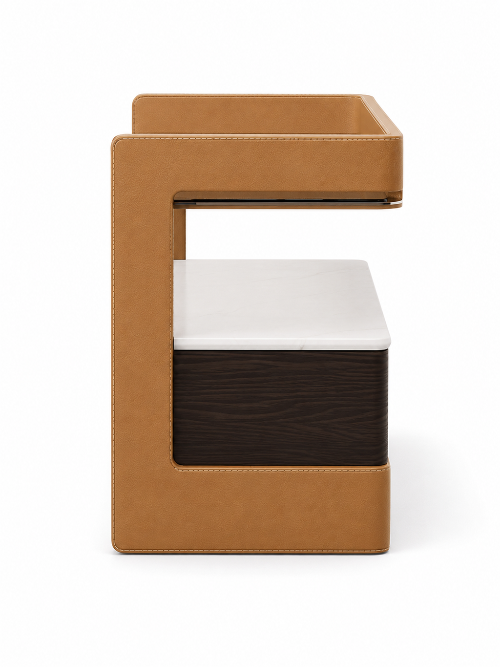 The Vetria Bedside Table — Modern Nightstand with Drawer Storage & Open Display Shel