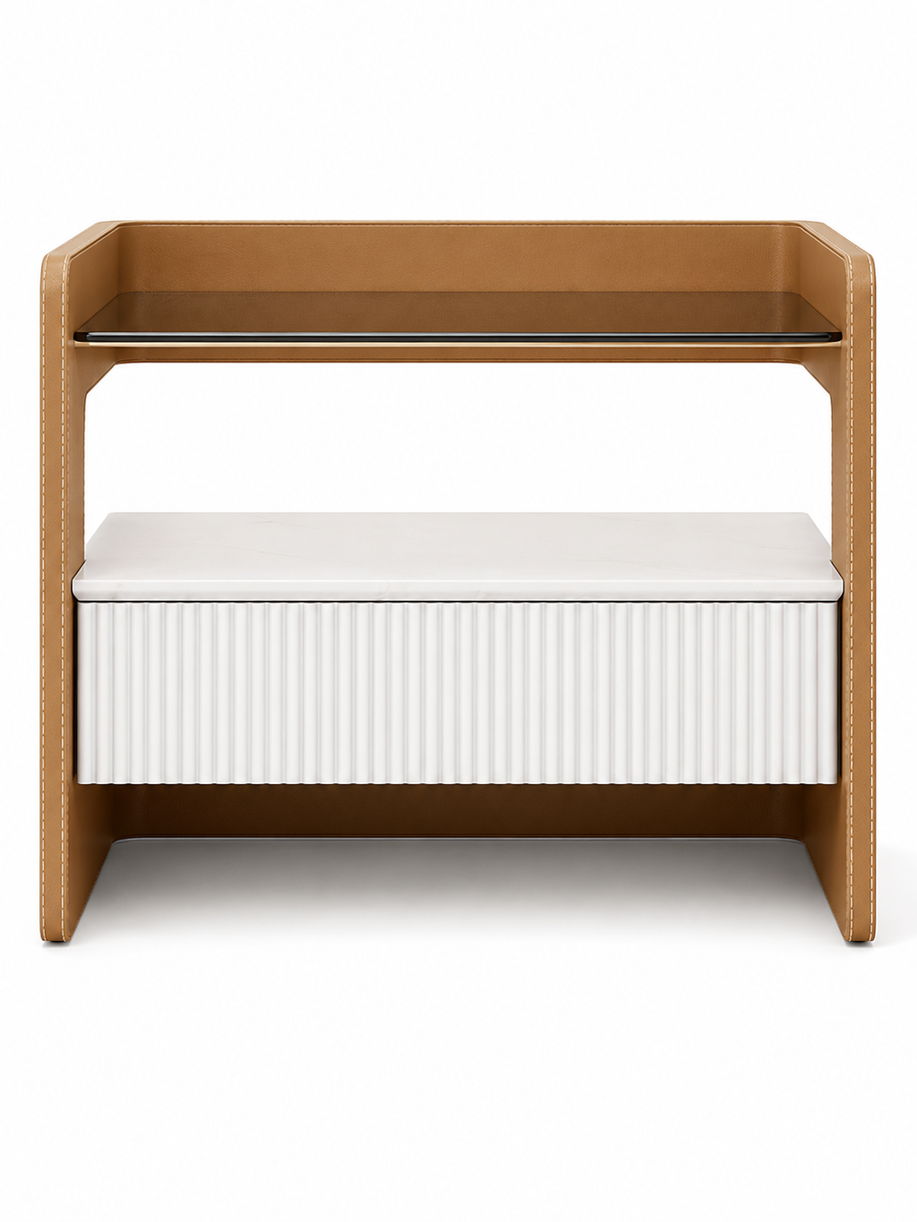 The Vetria Bedside Table — Modern Nightstand with Drawer Storage & Open Display Shel