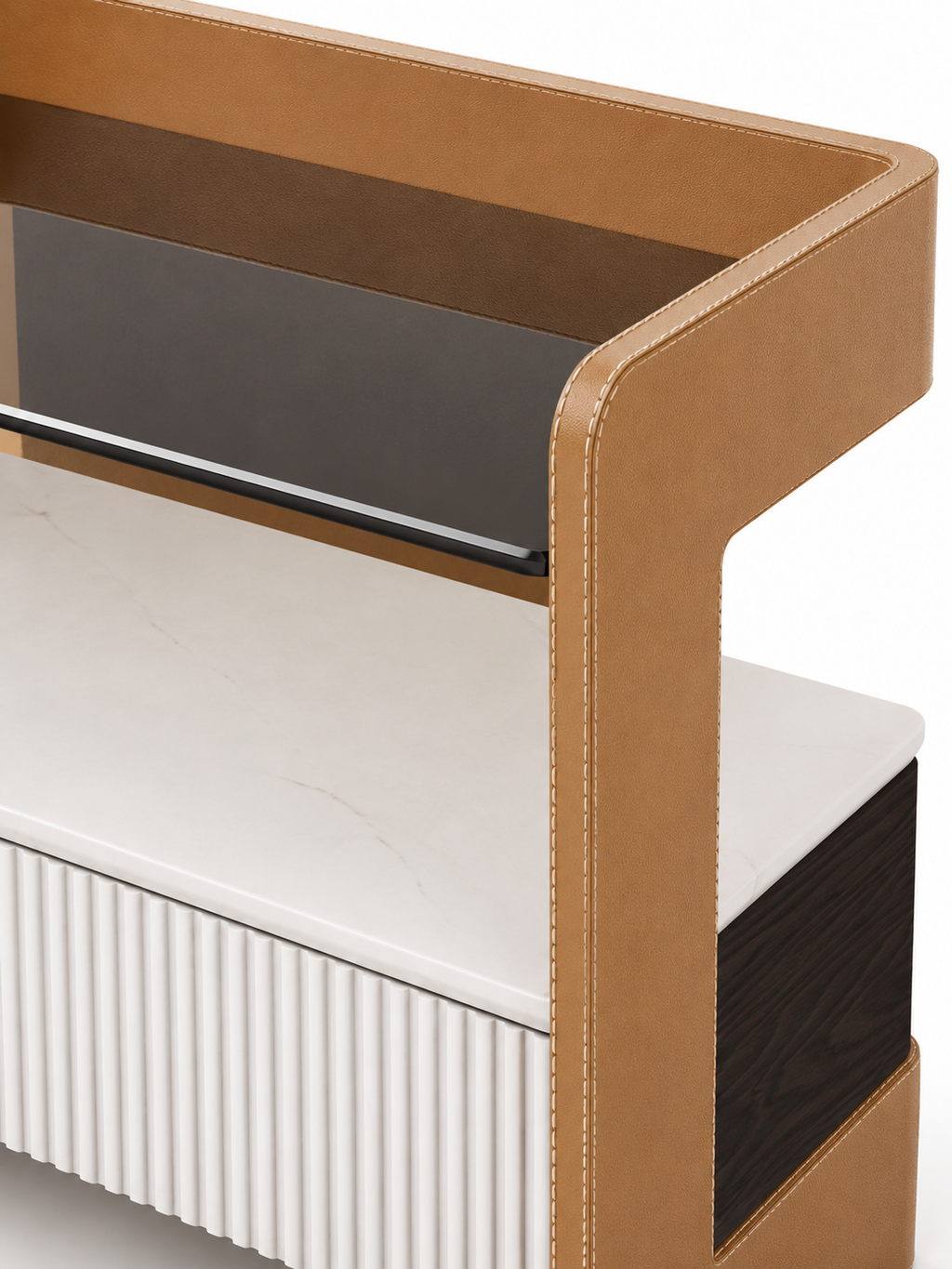 The Vetria Bedside Table — Modern Nightstand with Drawer Storage & Open Display Shel