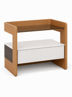 The Vetria Bedside Table — Modern Nightstand with Drawer Storage & Open Display Shel