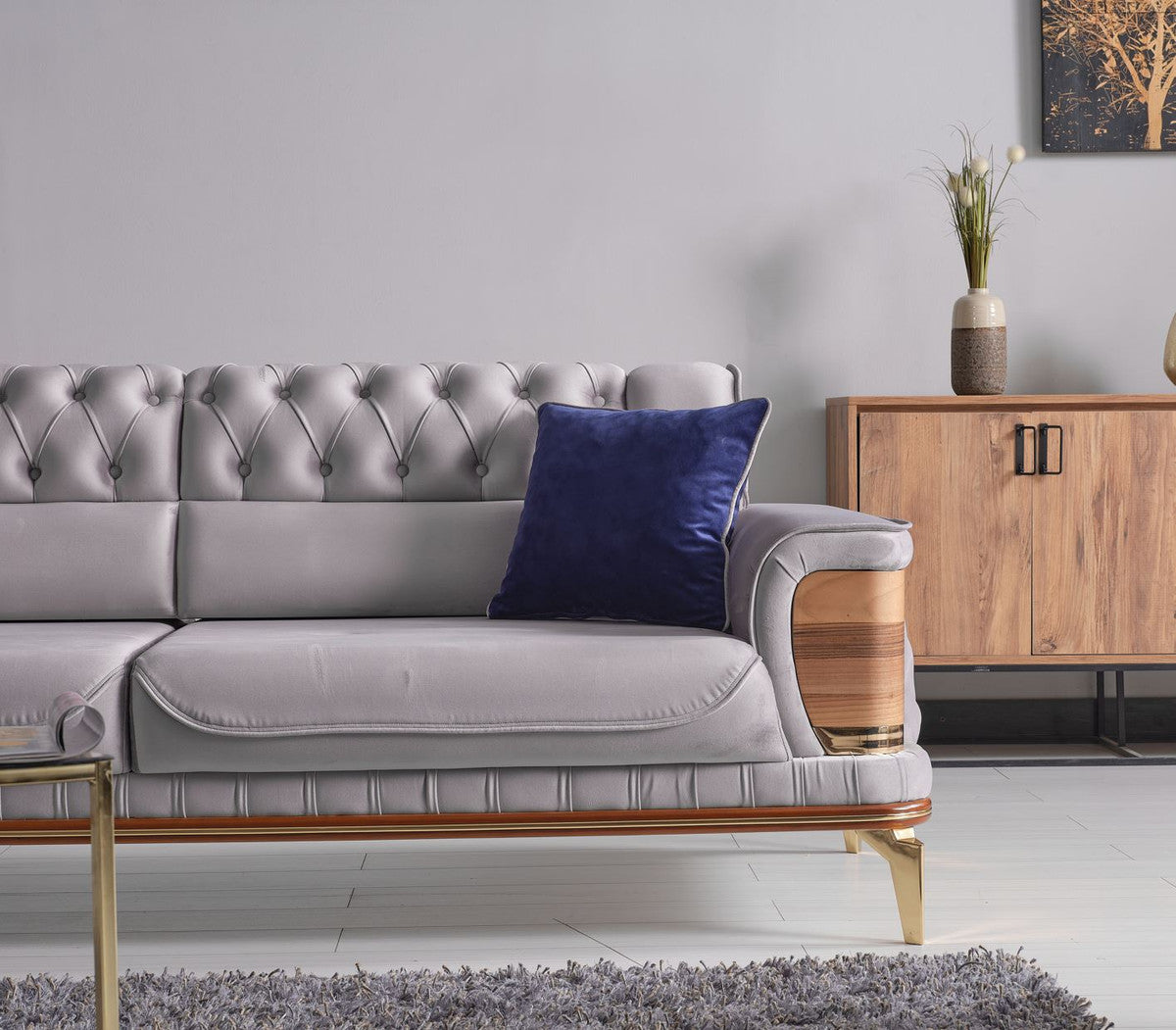 Oyster Luxury Turkish Signature Fabric Sofa Set