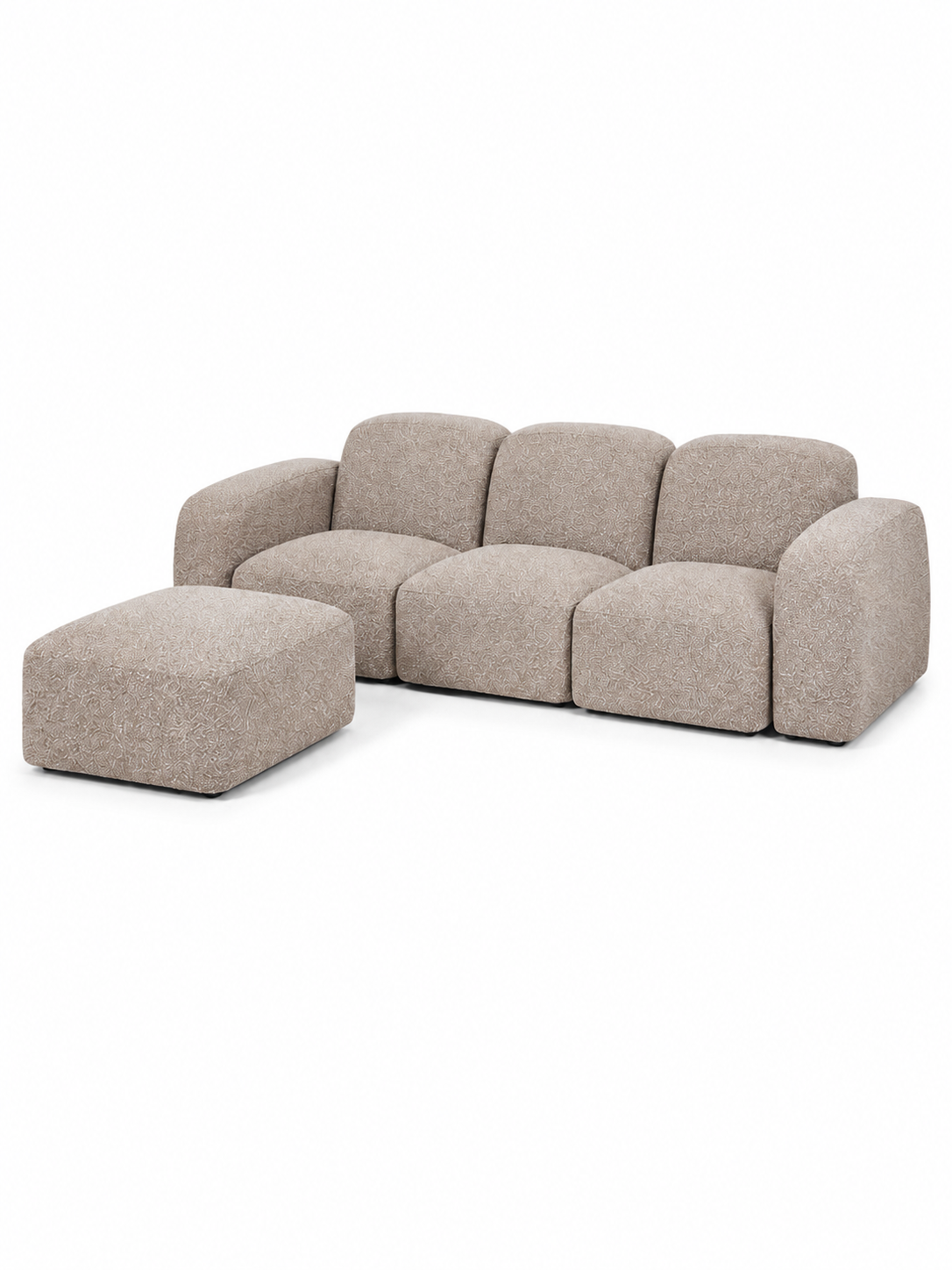 The Modena Sofa — Luxury Modular Bouclé 3 Seater Sofa with Ottoman