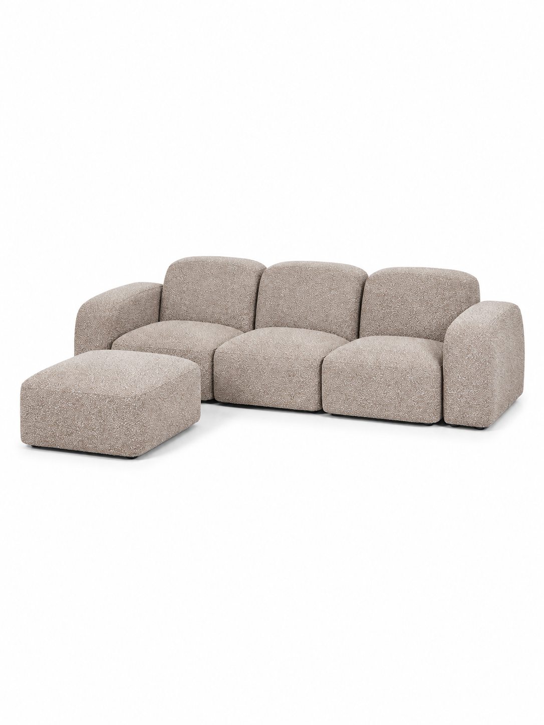 The Modena Sofa — Luxury Modular Bouclé 3 Seater Sofa with Ottoman