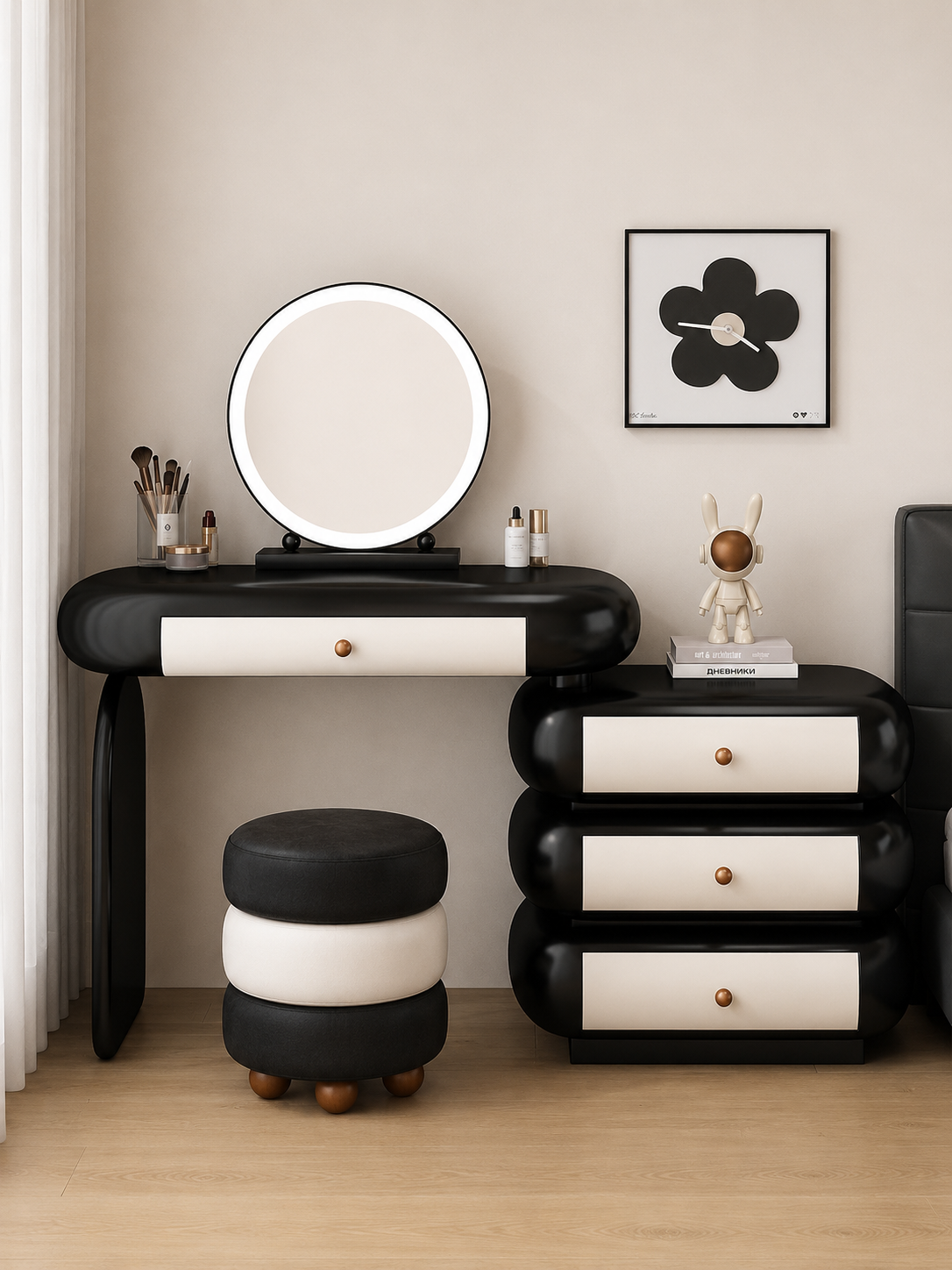 The Obsidian Dressing Table — Luxury Modern Makeup Vanity