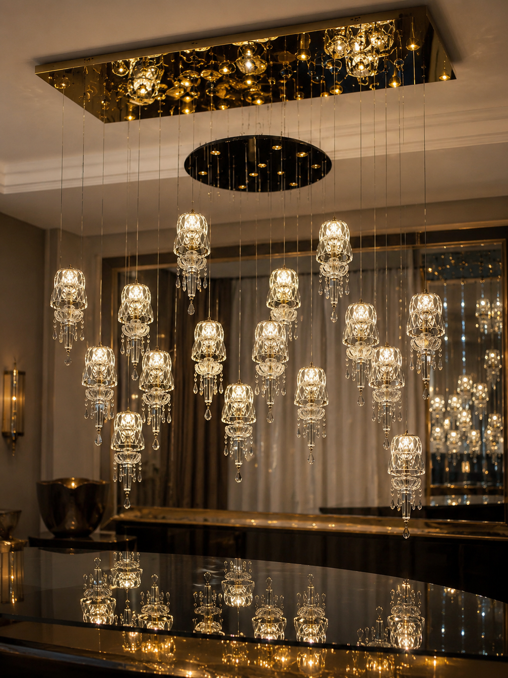 The Seravelle Chandelier — Luxury Crystal Cascade Cluster Chandelier