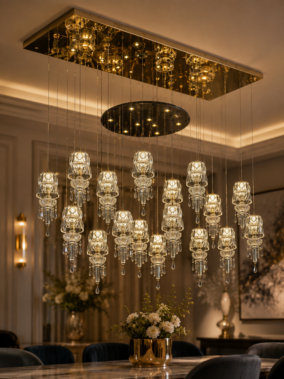 The Seravelle Chandelier — Luxury Crystal Cascade Cluster Chandelier