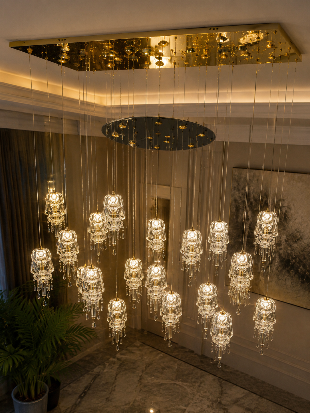The Seravelle Chandelier — Luxury Crystal Cascade Cluster Chandelier