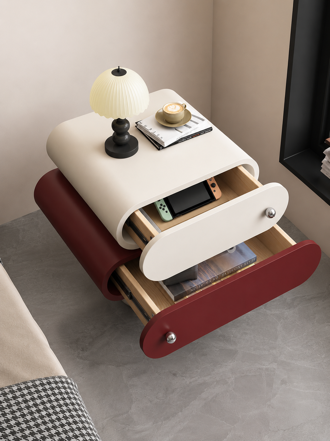 Melo Mushroom Side Table– 2 Drawer Designer Bedside Table