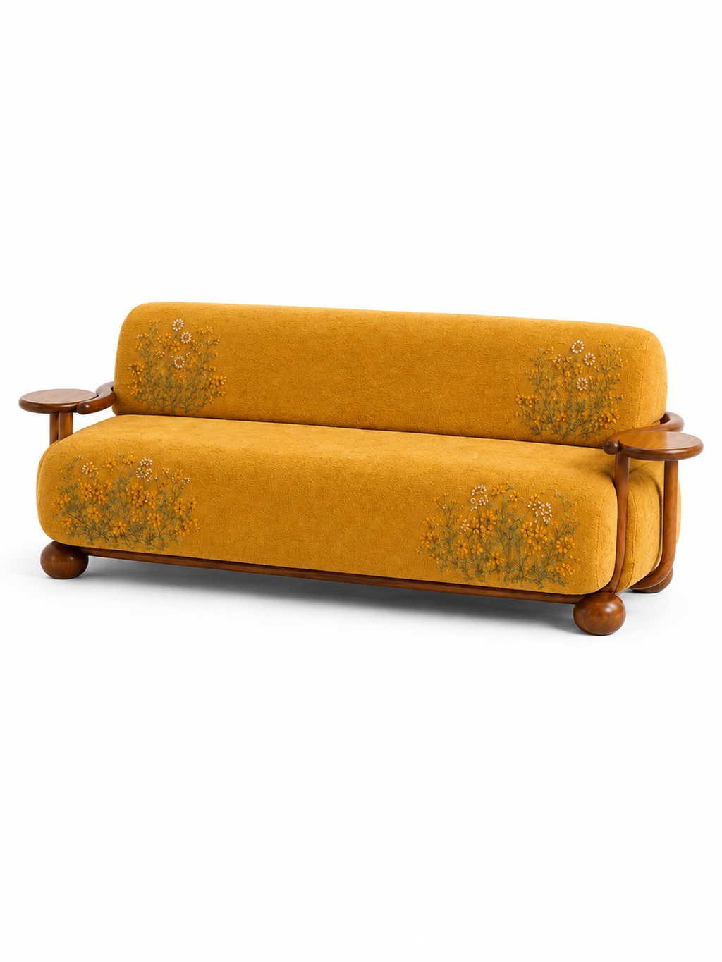 The Gildora Sofa — Luxury Floral Curved 3 Seater Sofa