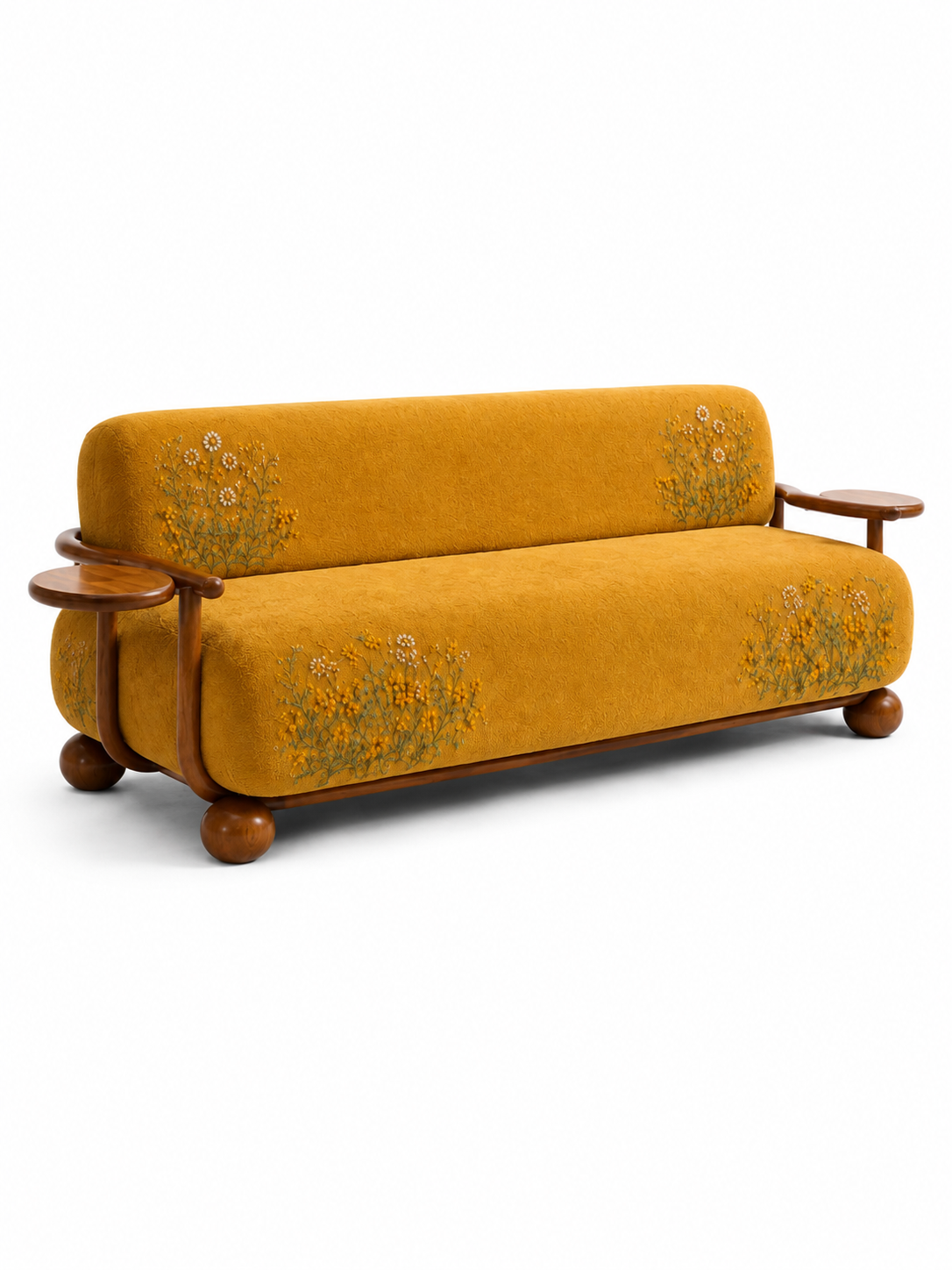 The Gildora Sofa — Luxury Floral Curved 3 Seater Sofa