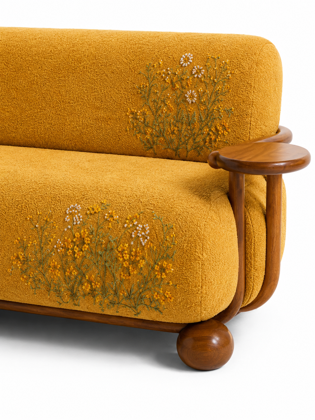 The Gildora Sofa — Luxury Floral Curved 3 Seater Sofa
