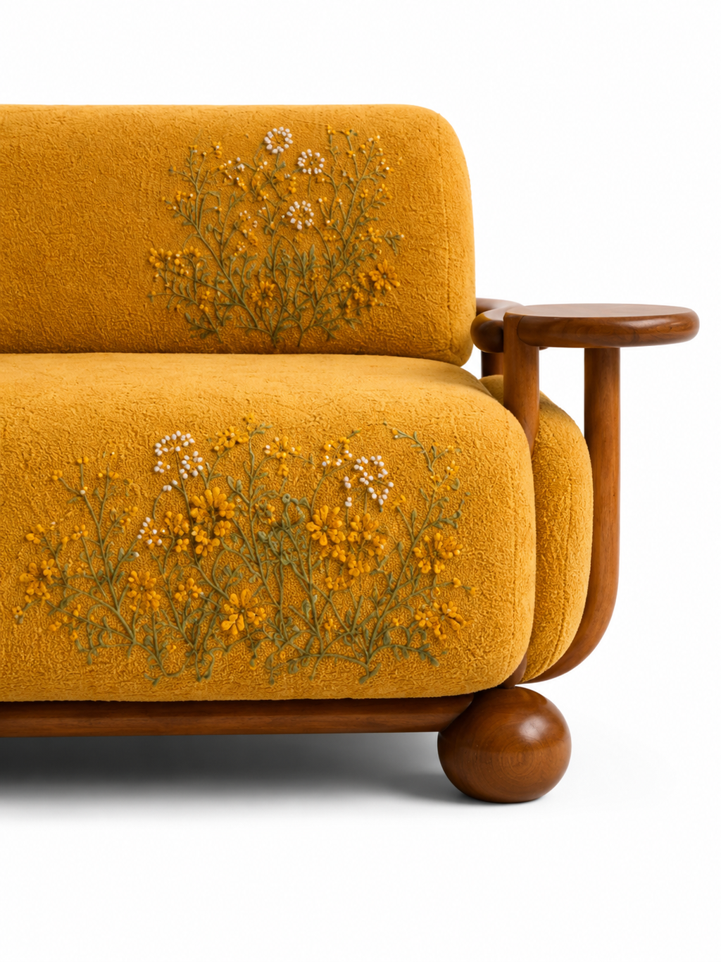 The Gildora Sofa — Luxury Floral Curved 3 Seater Sofa