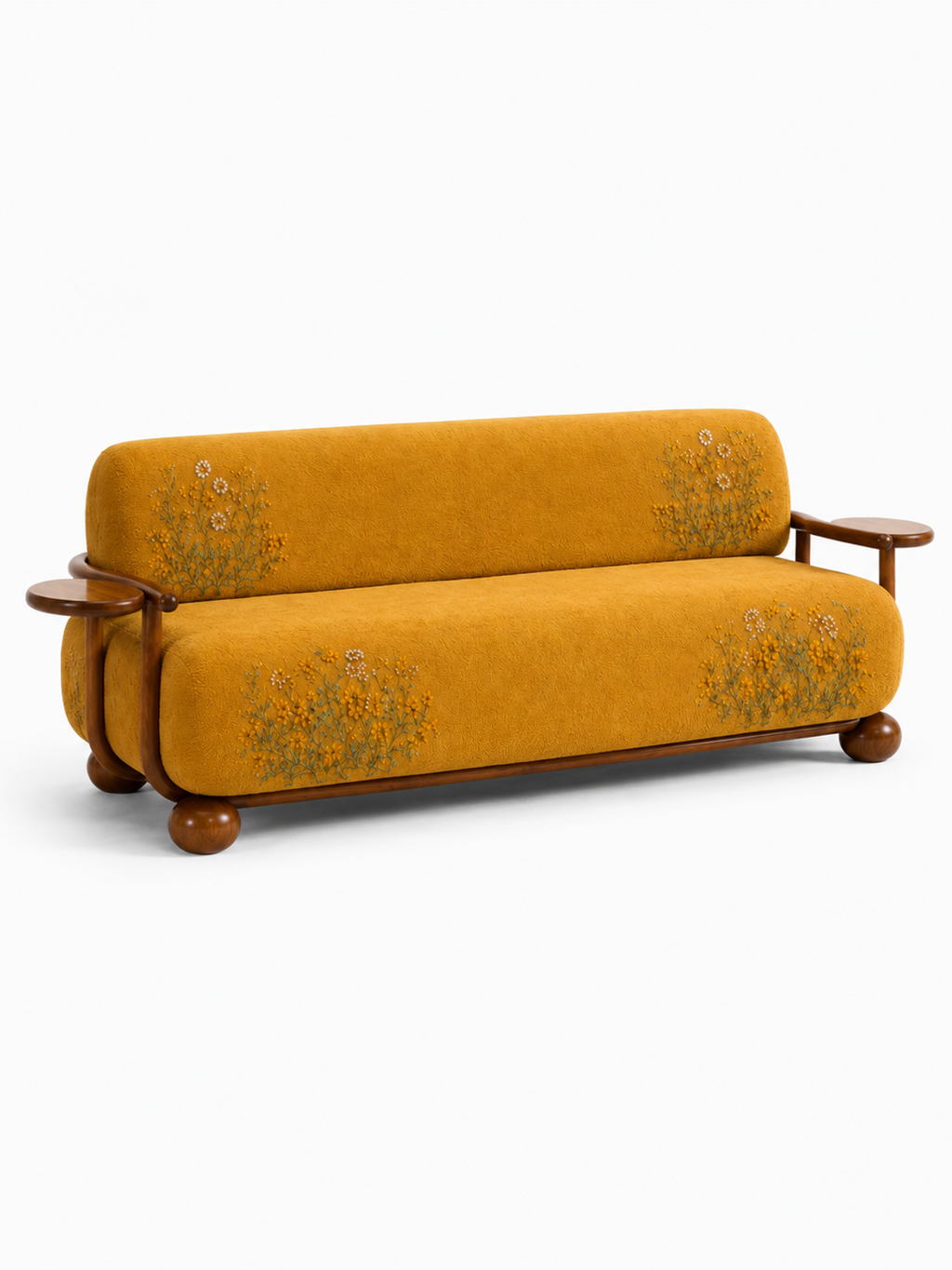 The Gildora Sofa — Luxury Floral Curved 3 Seater Sofa