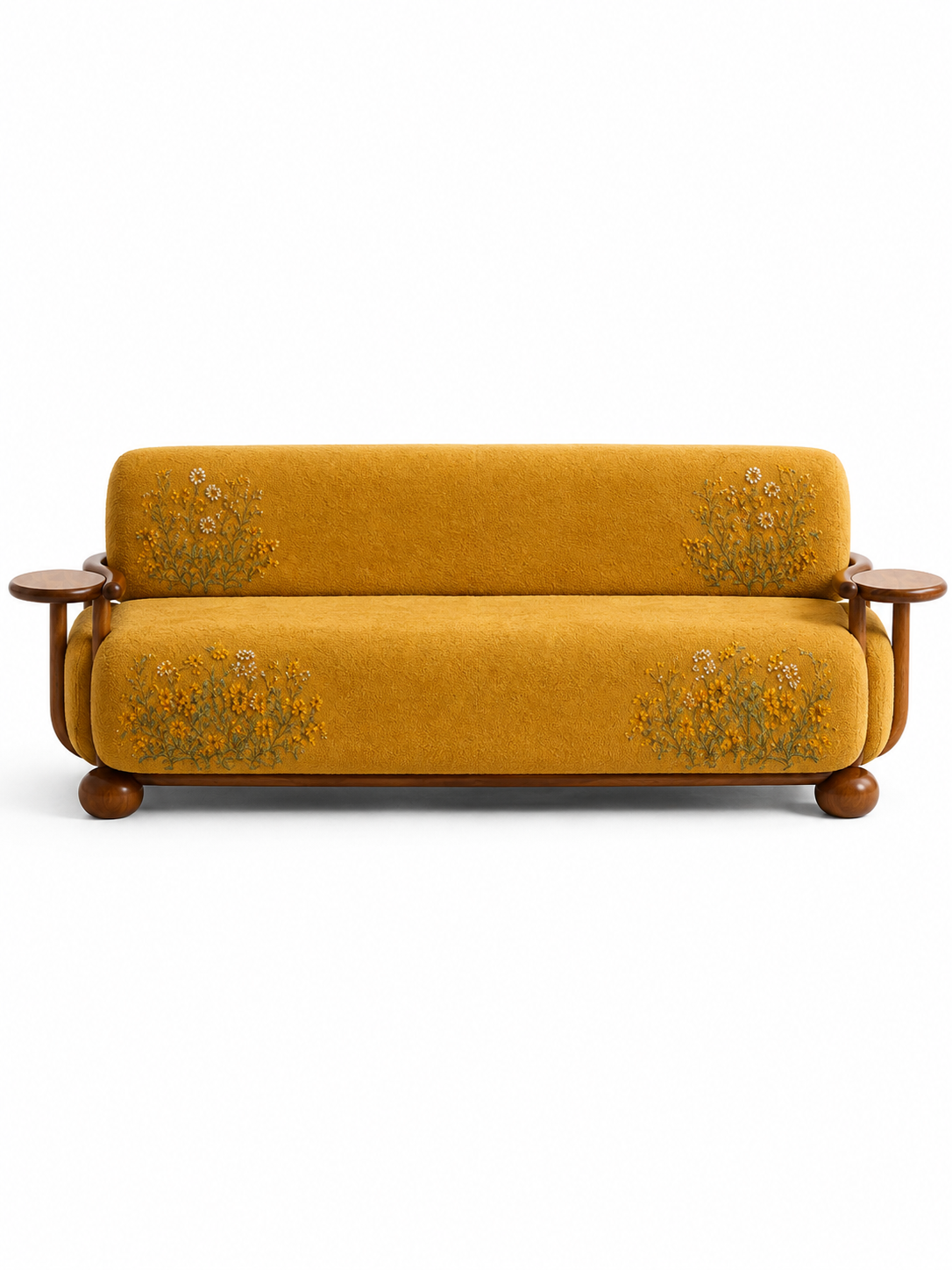 The Gildora Sofa — Luxury Floral Curved 3 Seater Sofa