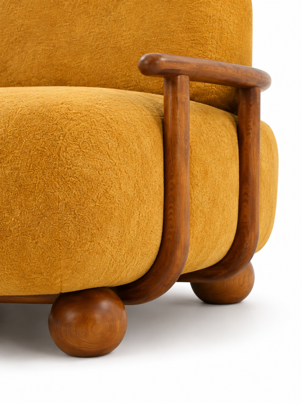 The Marigold Muse Chair — Luxury Floral Teak Wood Accent Chair