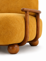 The Marigold Muse Chair — Luxury Floral Teak Wood Accent Chair