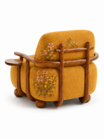 The Marigold Muse Chair — Luxury Floral Teak Wood Accent Chair