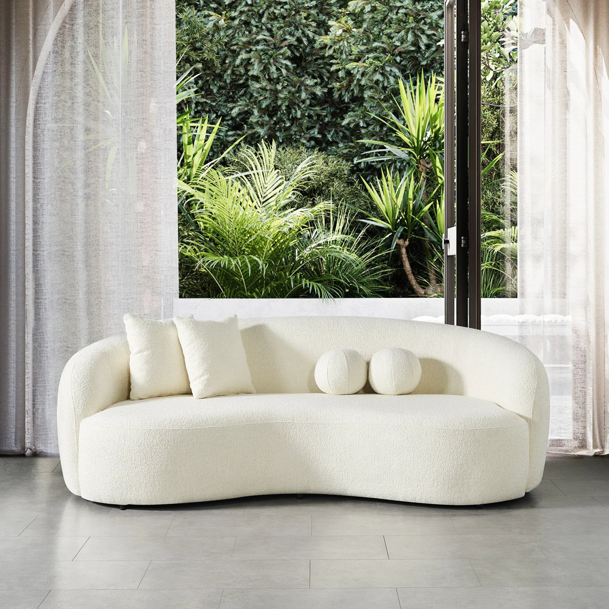 Amber Modern Large Full Italian Boucle Ivory 3 Seater Sofa