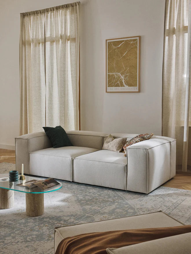 The Evara Sofa — Modern Three-Seater, Off-White Bouclé Upholstery
