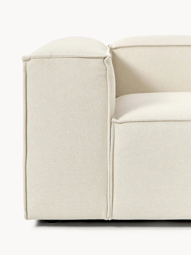 The Evara Sofa — Modern Three-Seater, Off-White Bouclé Upholstery