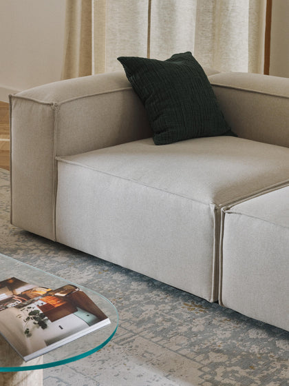The Evara Sofa — Modern Three-Seater, Off-White Bouclé Upholstery