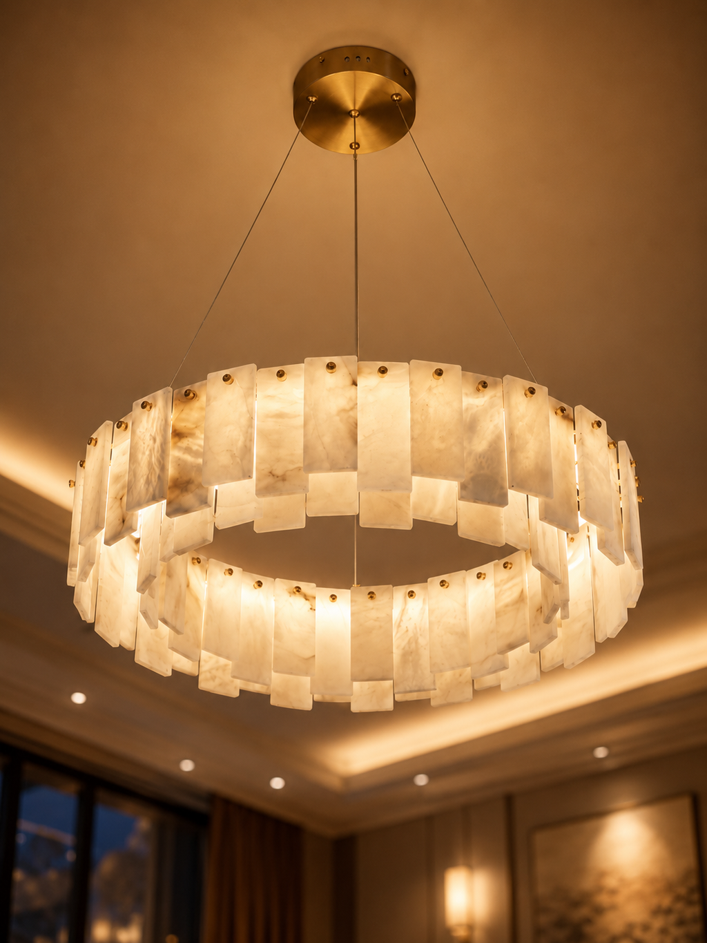The Ivoryelle Ring — Luxury Alabaster Pendant Chandelier