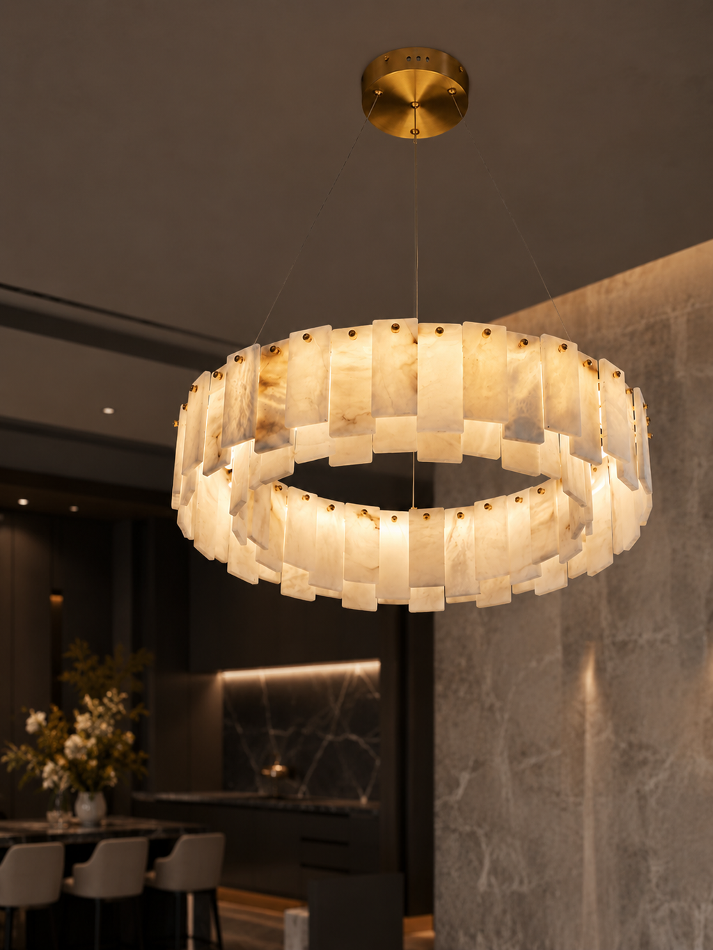 The Ivoryelle Ring — Luxury Alabaster Pendant Chandelier