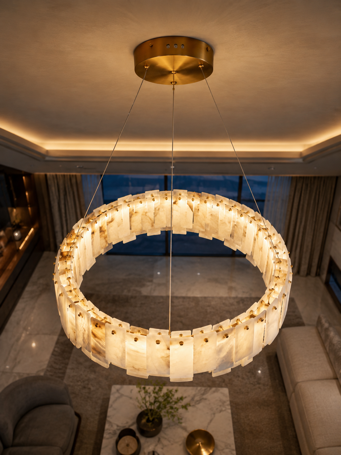 The Ivoryelle Ring — Luxury Alabaster Pendant Chandelier
