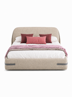 The Norvella Bed — Luxury Curved Upholstered Bed with Signature Strap Detailing