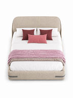 The Norvella Bed — Luxury Curved Upholstered Bed with Signature Strap Detailing
