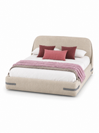 The Norvella Bed — Luxury Curved Upholstered Bed with Signature Strap Detailing