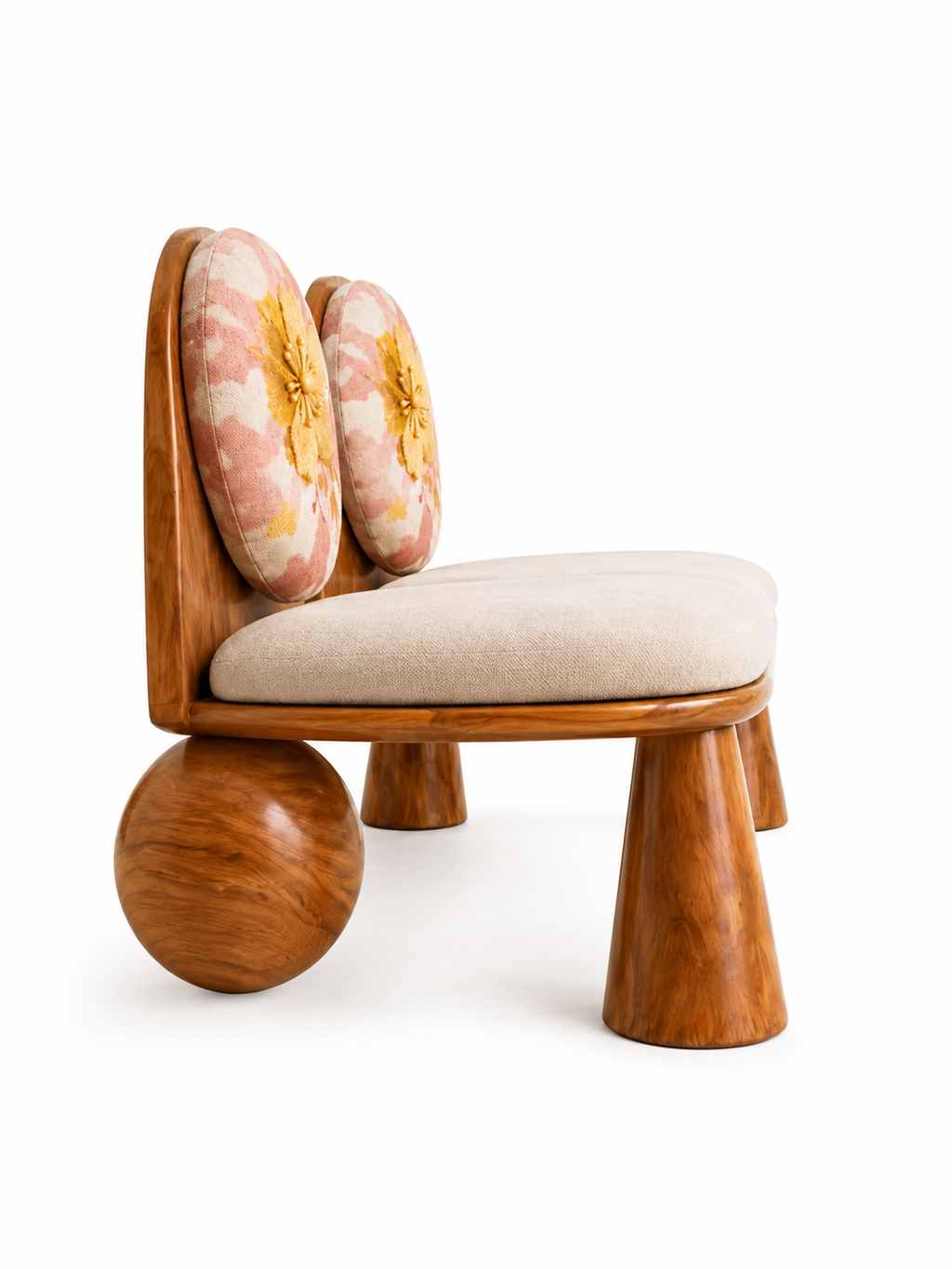 The Rosé Bloom Bench — Luxury Teak Wood 2 Seater Bench