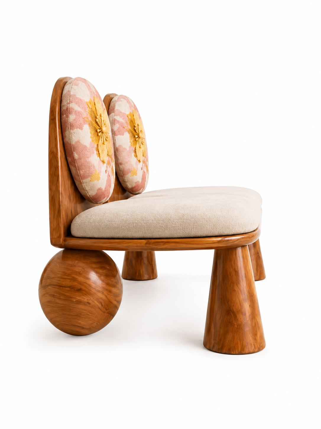 The Rosé Bloom Bench — Luxury Teak Wood 2 Seater Bench