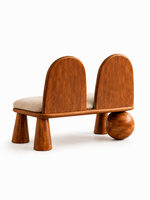 The Rosé Bloom Bench — Luxury Teak Wood 2 Seater Bench