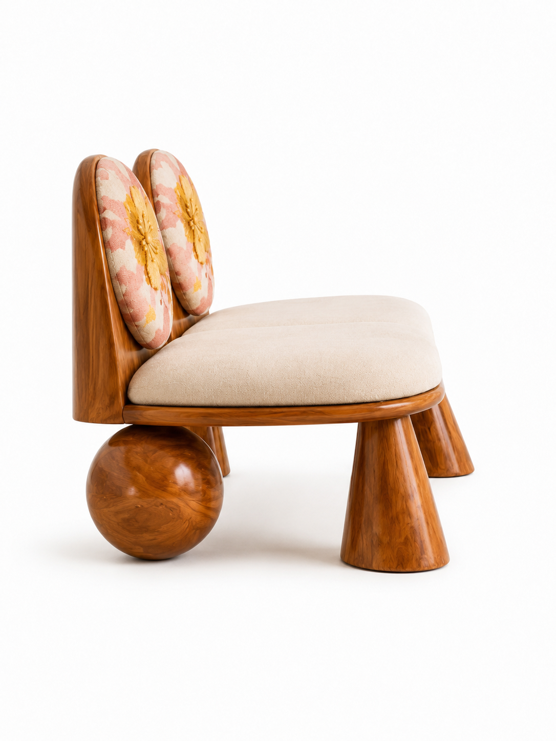 The Rosé Bloom Bench — Luxury Teak Wood 2 Seater Bench