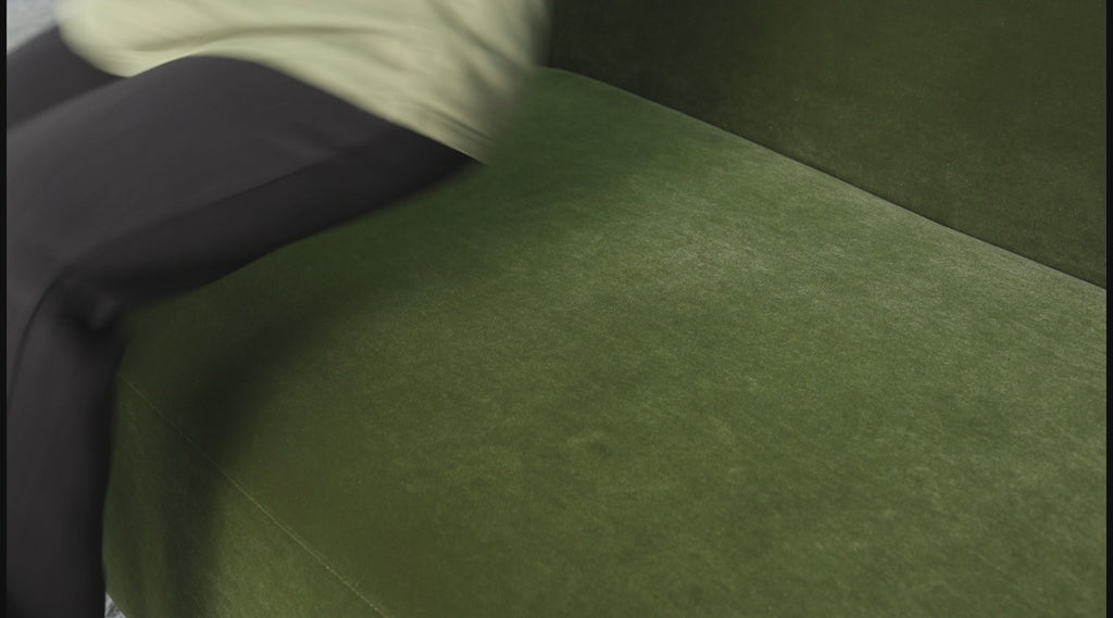 Greenia Modern 4 Seater - Curved Shaped Velvet Upholstered Sofa With Table