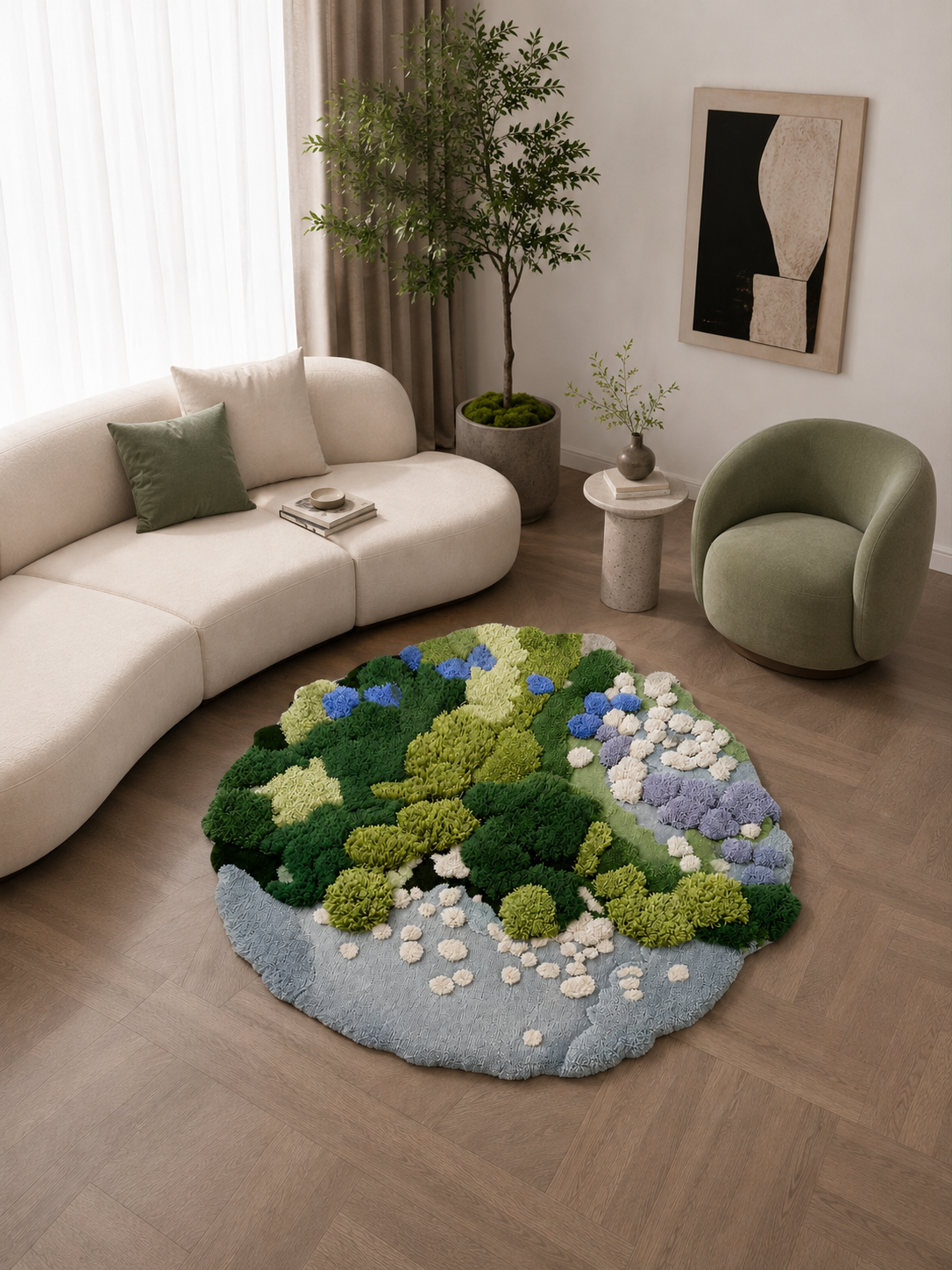 The Riverstone Rug — Luxury Hand-Tufted Organic Landscape Area Rug