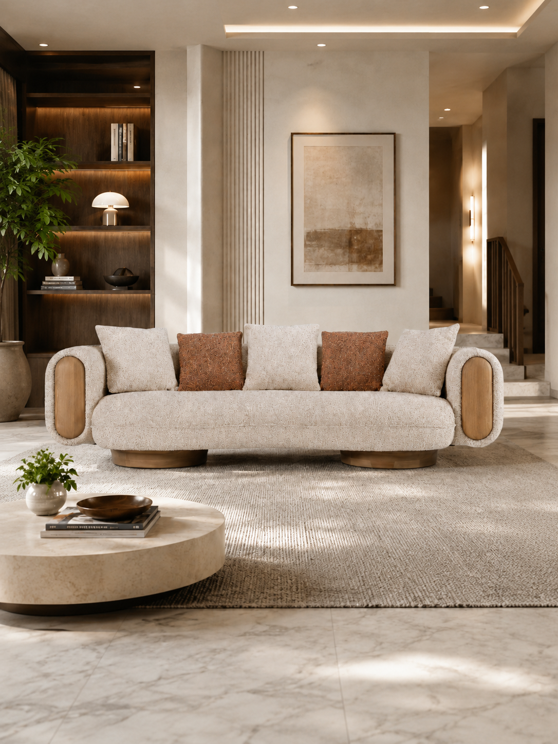 Rayo Modern Luxury Boucle Fabric 3 Seater Sofa