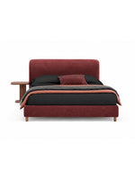 The Veloura Bed — Luxury Curved Upholstered Bed with Integrated Wooden Shelving