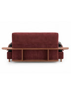The Veloura Bed — Luxury Curved Upholstered Bed with Integrated Wooden Shelving