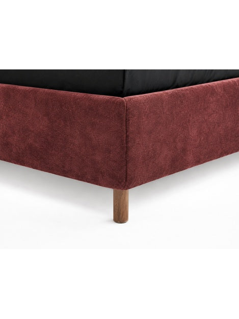 The Veloura Bed — Luxury Curved Upholstered Bed with Integrated Wooden Shelving